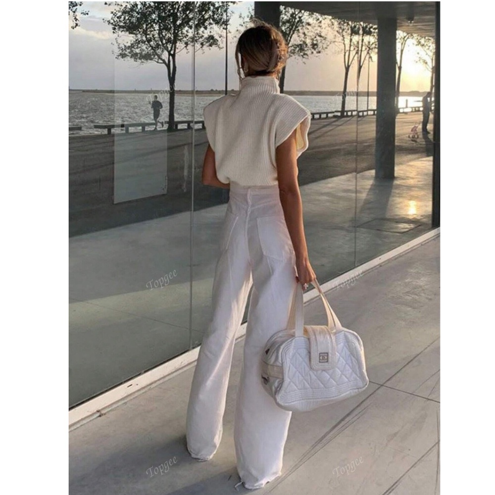 Cable Knit Beige Muscle Tee Top - Picture 5 of 14